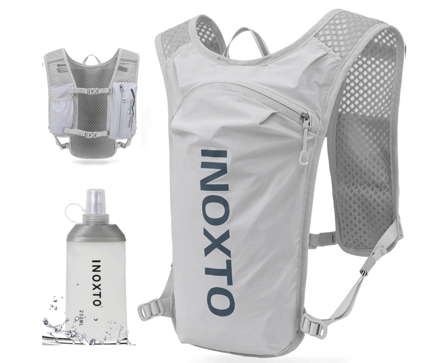INOXTO Colete de Hidratação foi desenvolvido para quem leva o trail a sério: leve, com isolamento térmico e garrafa macia de 250 ml inclusa