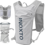 INOXTO Mochila de corrida para colete, leve, com isolamento térmico, bolsa para bexiga de água de 1,5 litros, para caminhadas, trilhas, corrida, ciclismo, corrida, maratona para mulheres, homens, crianças (cinza claro)