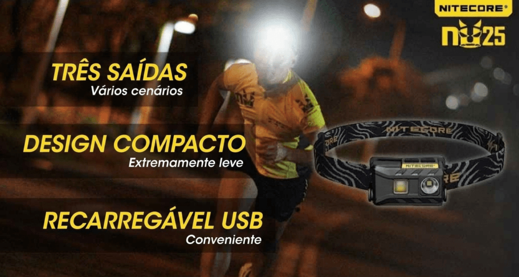 Lanterna de cabeça recarregável ultra compacta com 3 saídas: para criar um farol versátil e leve para o qual você encontrará infinitos usos. Capaz de 360 lúmens e 88 jardas, o NU25 é ideal para atividades ao ar livre como corrida, ciclismo, caminhada ou acampamento.