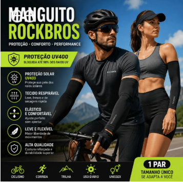 Manguito Rockbros UV400 Térmico Corrida Ciclismo Proteção Solar Bike