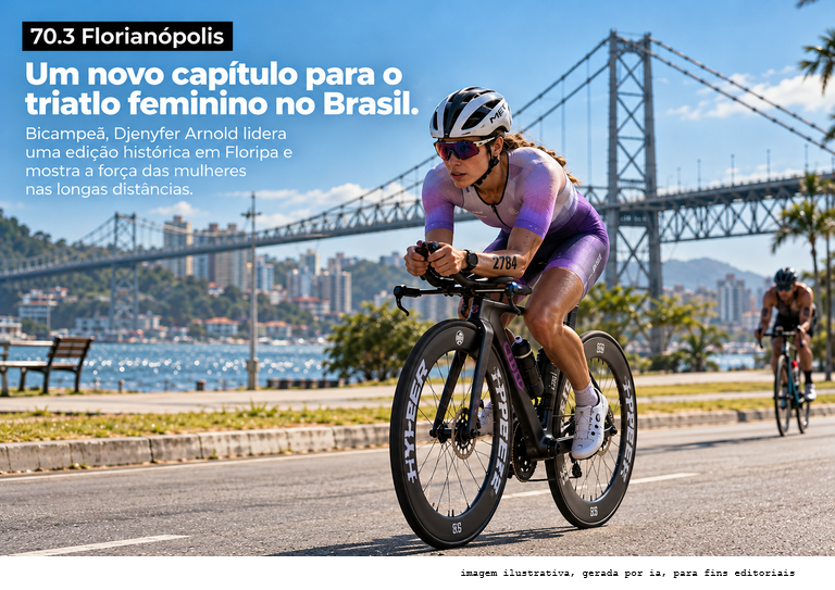 IRONMAN 70.3 Florianópolis 2026: Djenyfer Arnold vence, e o comparativo entre profissionais e amadoras mostra onde a prova muda de ritmo